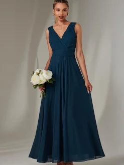 Jolie Moi Occasion Dresses|Maxi Dresses-Cora Sleeveless Chiffon Maxi Dress, Dark Teal