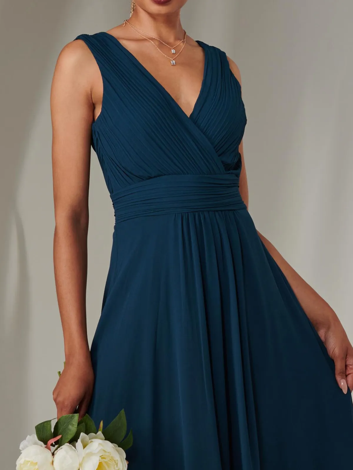 Jolie Moi Occasion Dresses|Maxi Dresses-Cora Sleeveless Chiffon Maxi Dress, Dark Teal