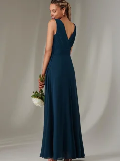Jolie Moi Occasion Dresses|Maxi Dresses-Cora Sleeveless Chiffon Maxi Dress, Dark Teal