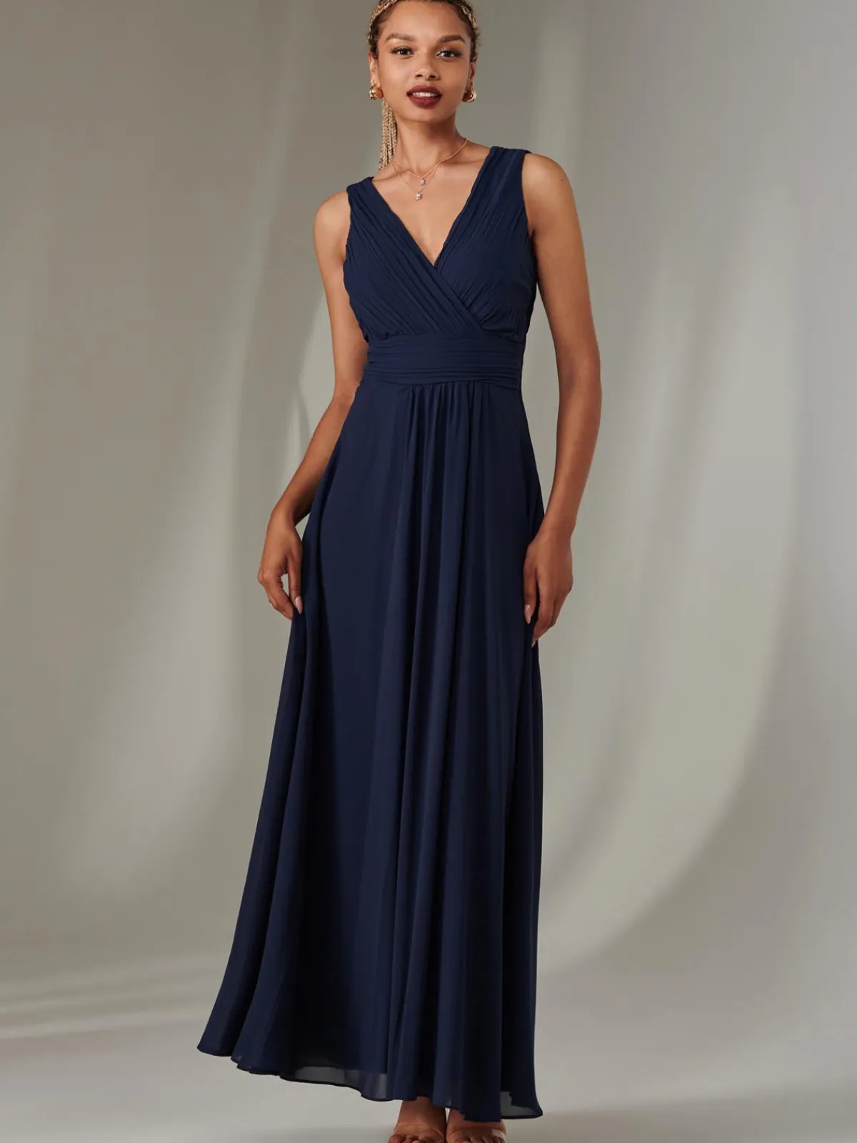 Jolie Moi Occasion Dresses|Maxi Dresses-Cora Sleeveless Chiffon Maxi Dress, Navy