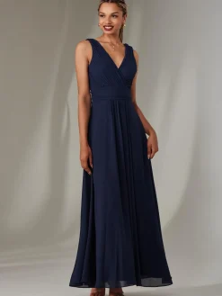 Jolie Moi Occasion Dresses|Maxi Dresses-Cora Sleeveless Chiffon Maxi Dress, Navy