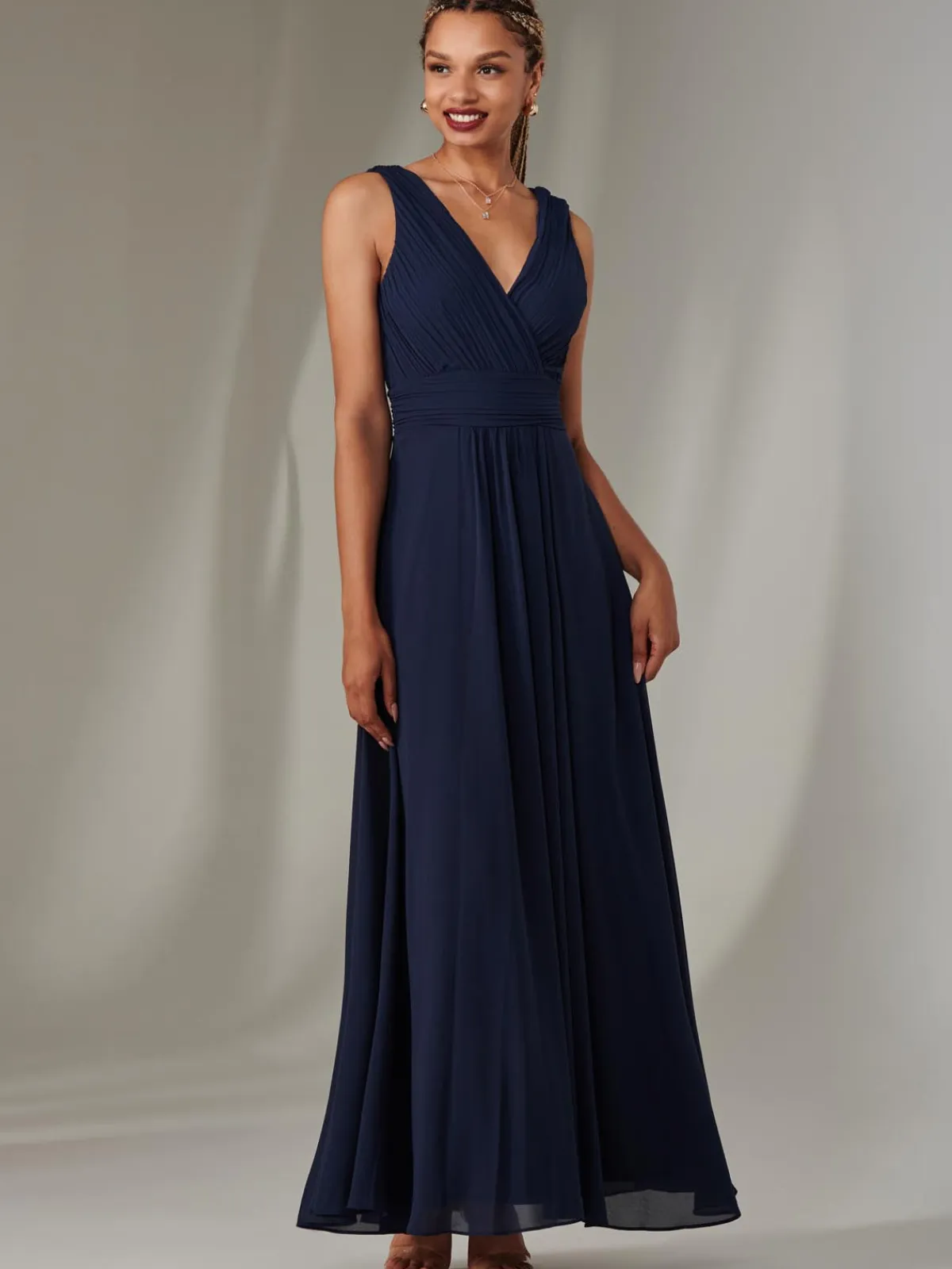 Jolie Moi Occasion Dresses|Maxi Dresses-Cora Sleeveless Chiffon Maxi Dress, Navy