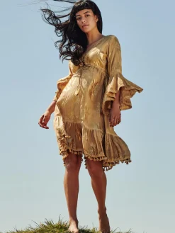 Jolie Moi Occasion Dresses|Midi Dresses-Crochet Tri idi Hoiday Dre, Khaki Pattern