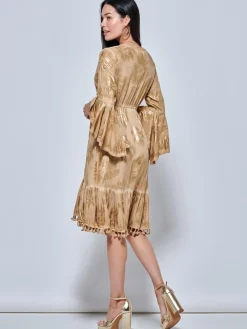 Jolie Moi Occasion Dresses|Midi Dresses-Crochet Tri idi Hoiday Dre, Khaki Pattern