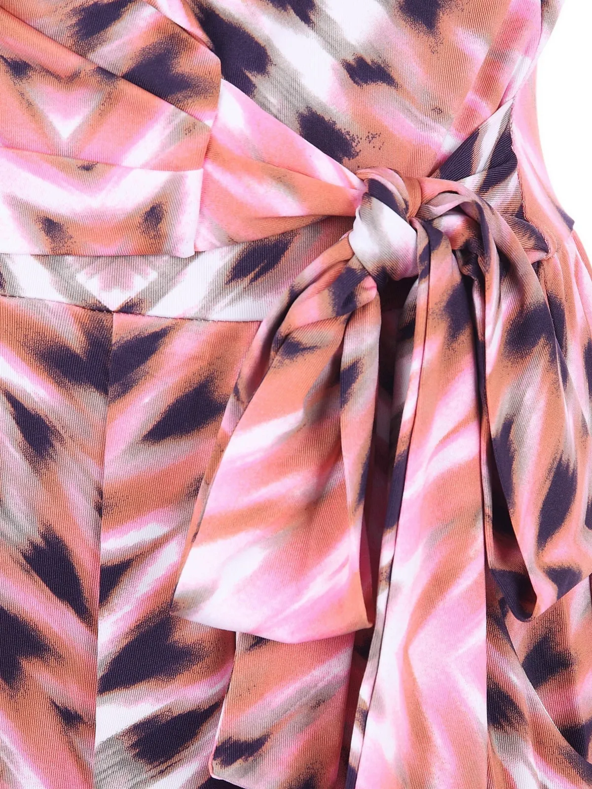 Jolie Moi Occasion Dresses|Maxi Dresses-Cross Over Tie Waist Maxi Dress, Pink Multi