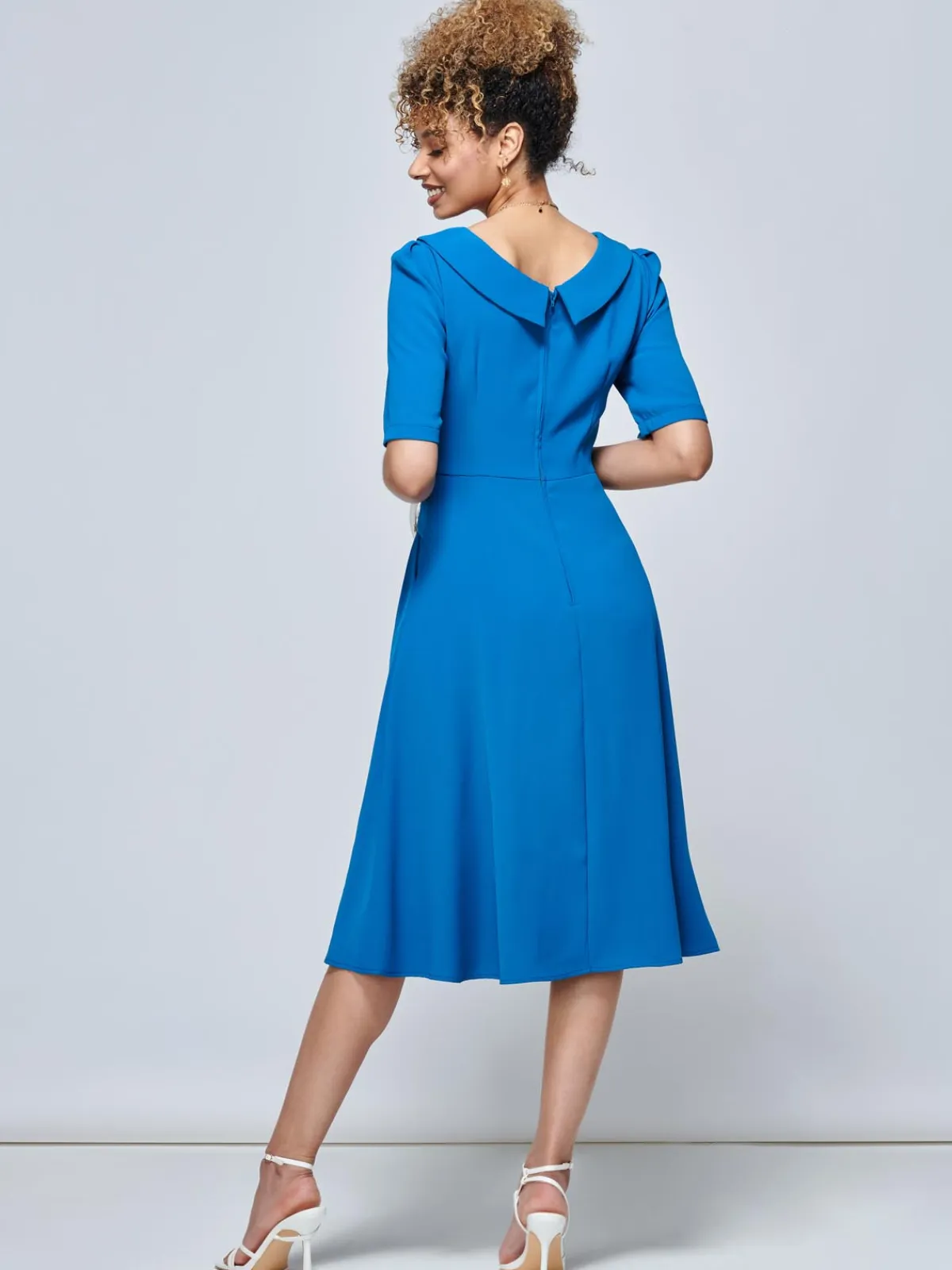 Jolie Moi Occasion Dresses|Race Day Dresses-Darlene Twist Waist Swing Dress, Teal