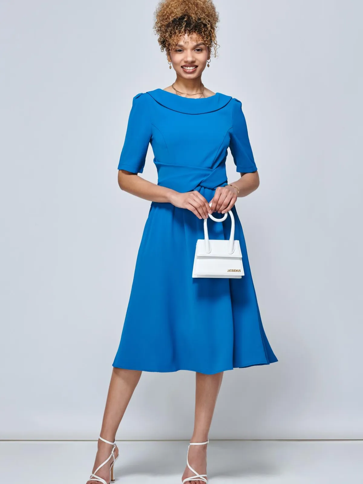 Jolie Moi Occasion Dresses|Race Day Dresses-Darlene Twist Waist Swing Dress, Teal