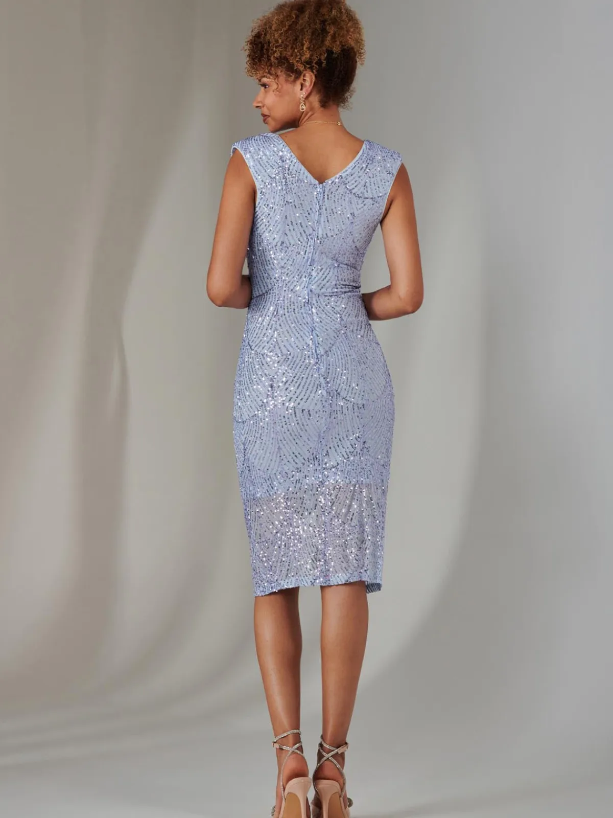 Jolie Moi Party Dresses|Sleeveless Dresses-Demi Sequin Wrap Slit Bodycon Dress, Lilac