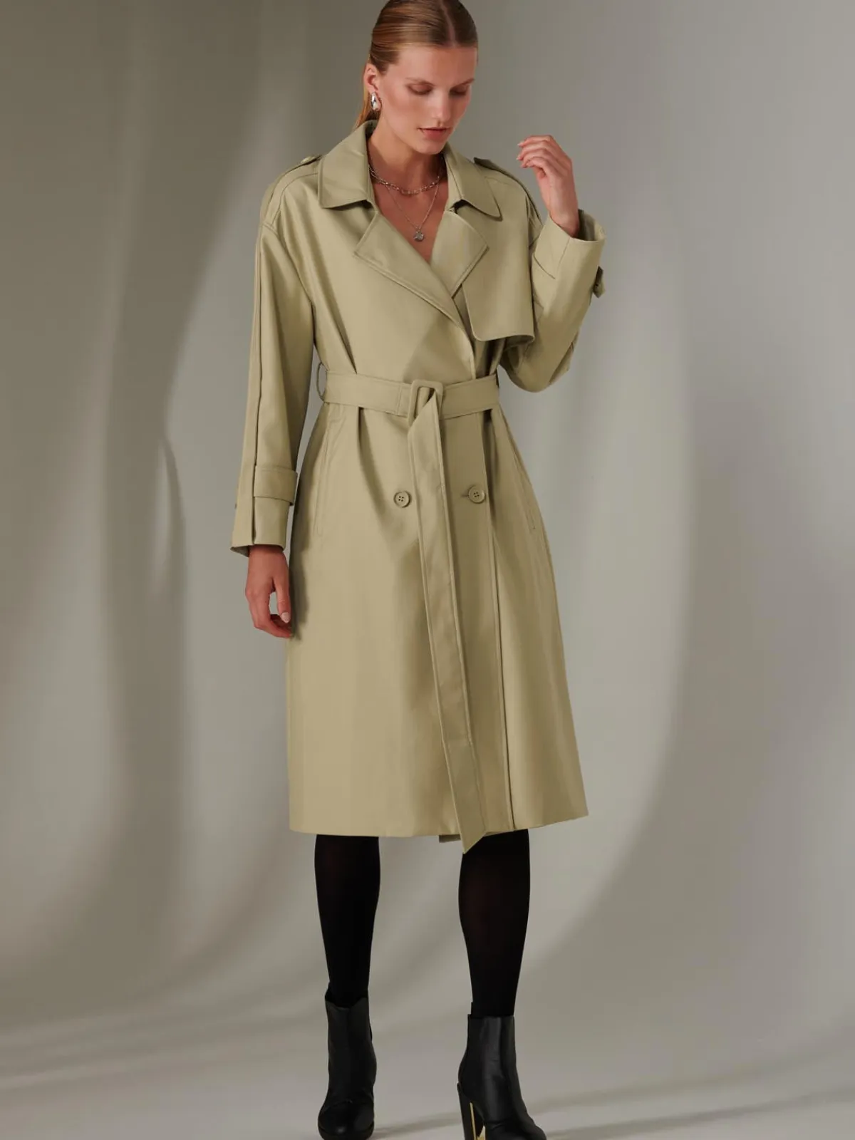 Jolie Moi Coats & Jackets|Weekend Casuals-Doube Breated Trench Coat, Stone