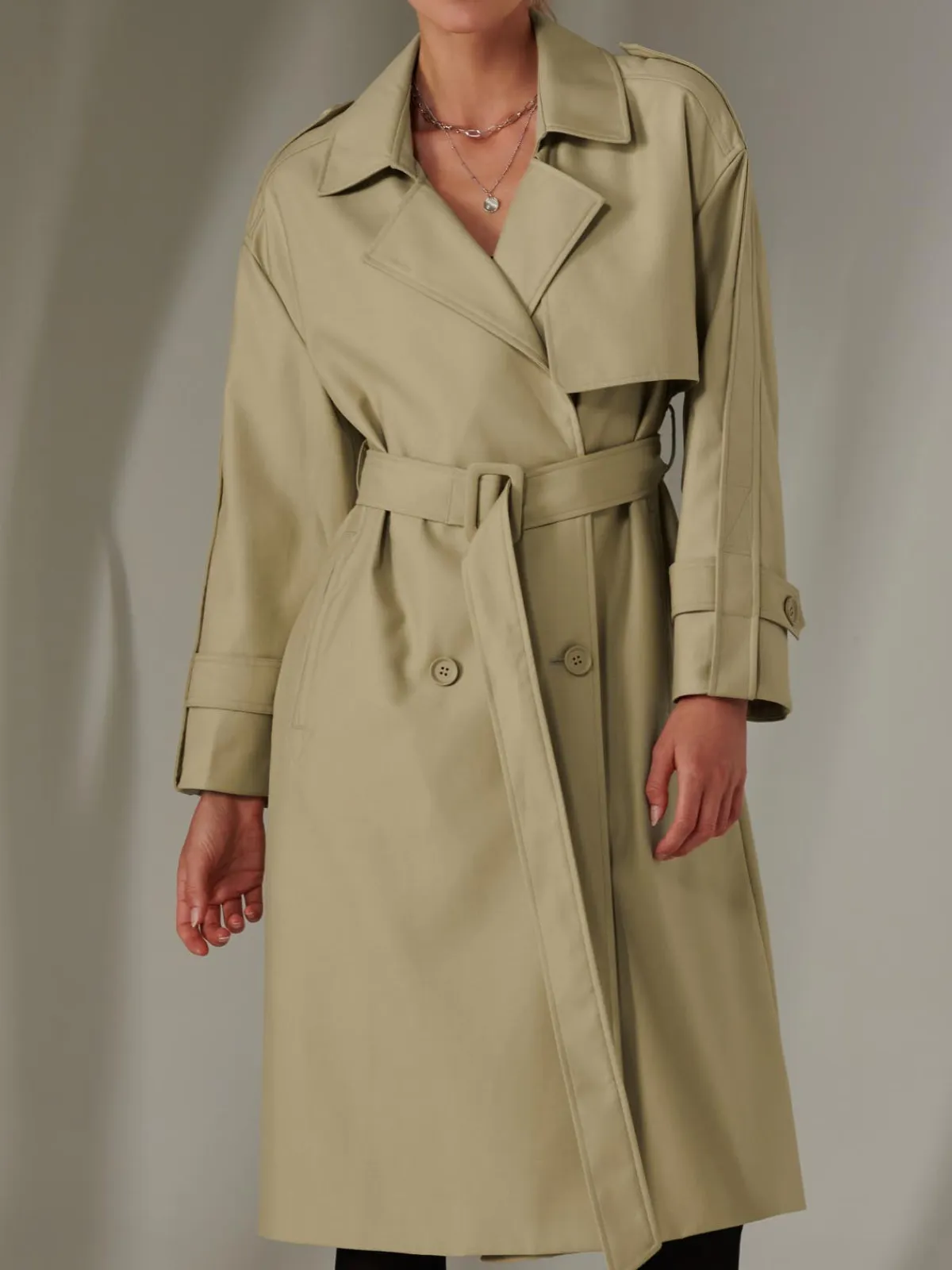 Jolie Moi Coats & Jackets|Weekend Casuals-Doube Breated Trench Coat, Stone