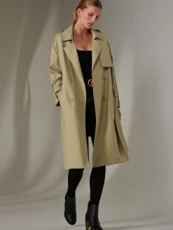 Jolie Moi Coats & Jackets|Weekend Casuals-Doube Breated Trench Coat, Stone