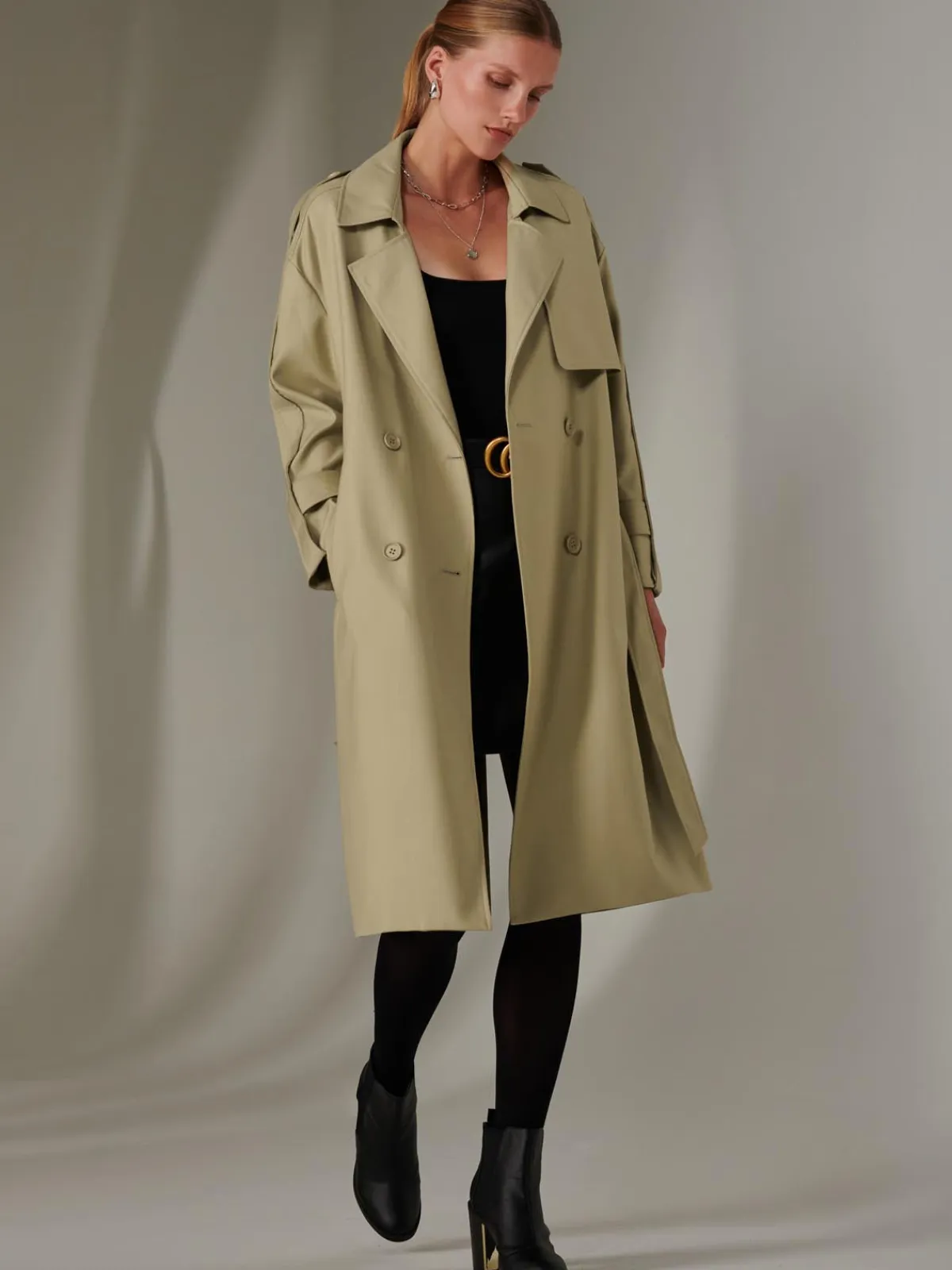 Jolie Moi Coats & Jackets|Weekend Casuals-Doube Breated Trench Coat, Stone