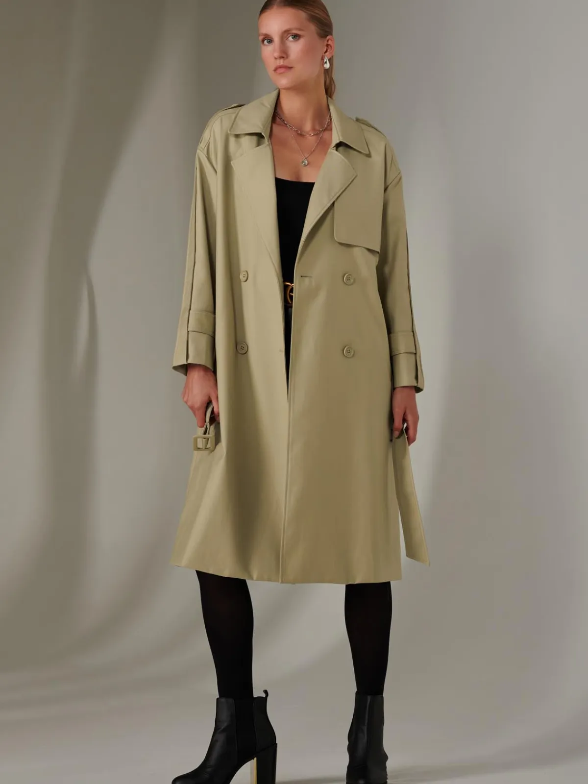 Jolie Moi Coats & Jackets|Weekend Casuals-Doube Breated Trench Coat, Stone