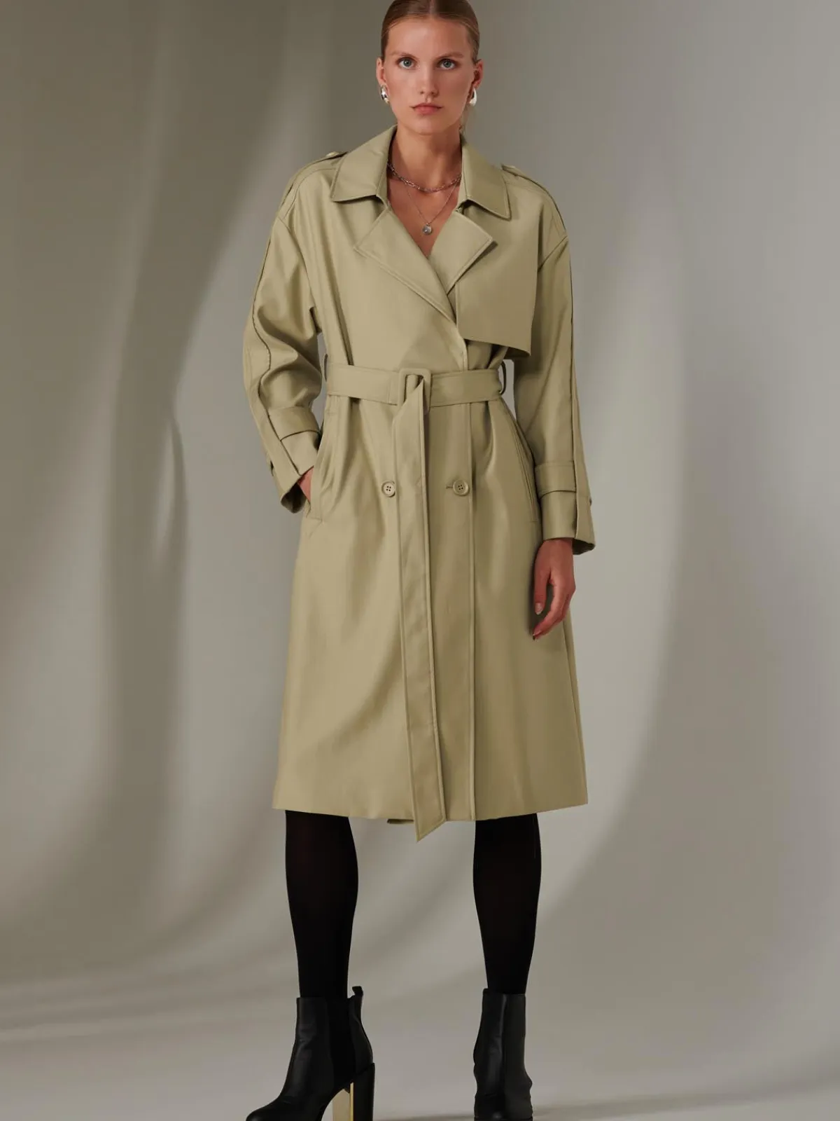 Jolie Moi Coats & Jackets|Weekend Casuals-Doube Breated Trench Coat, Stone