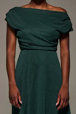 Jolie Moi Occasion Dresses|Jersey Dresses-Draped Jersey Cowl Neck Midi Dress, Dark Green