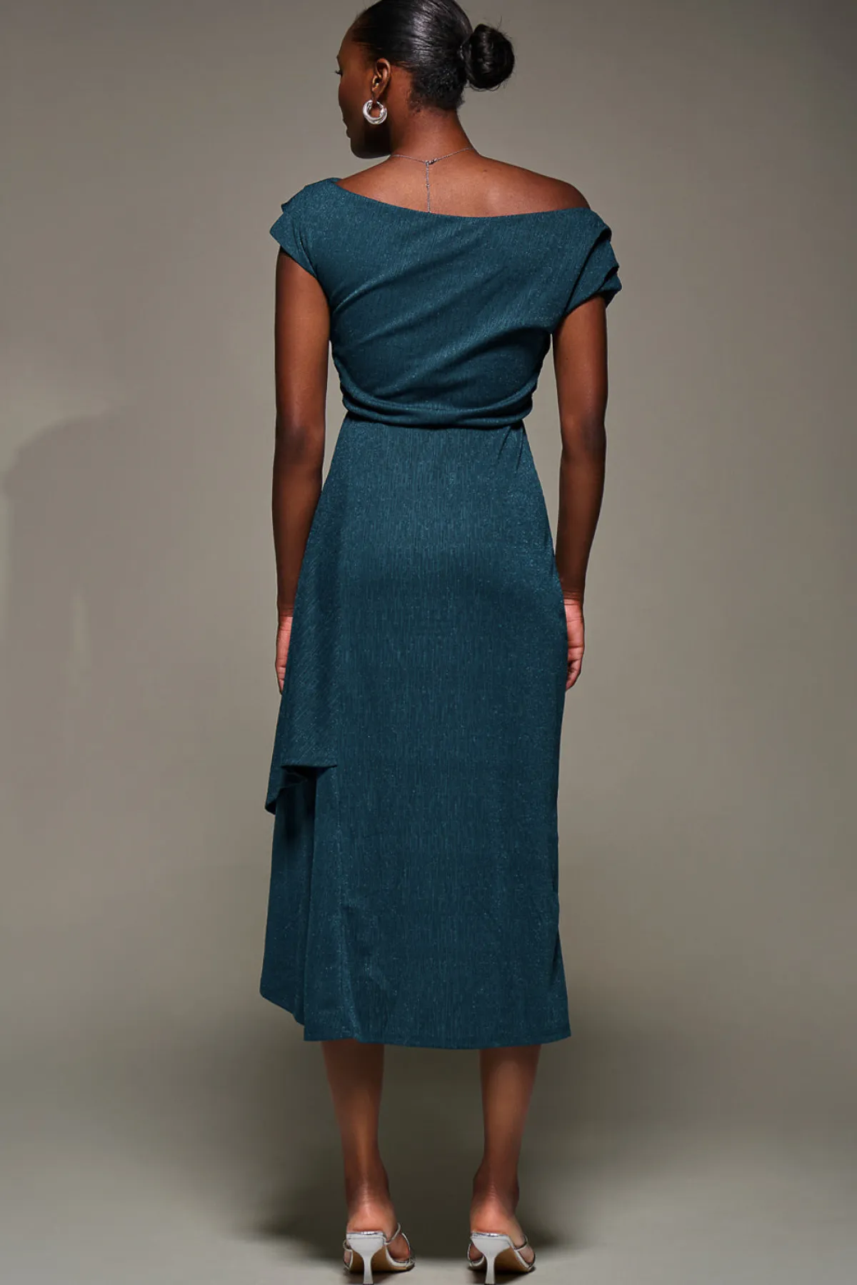 Jolie Moi Occasion Dresses|Jersey Dresses-Draped Jersey Cowl Neck Midi Dress, Dark Teal