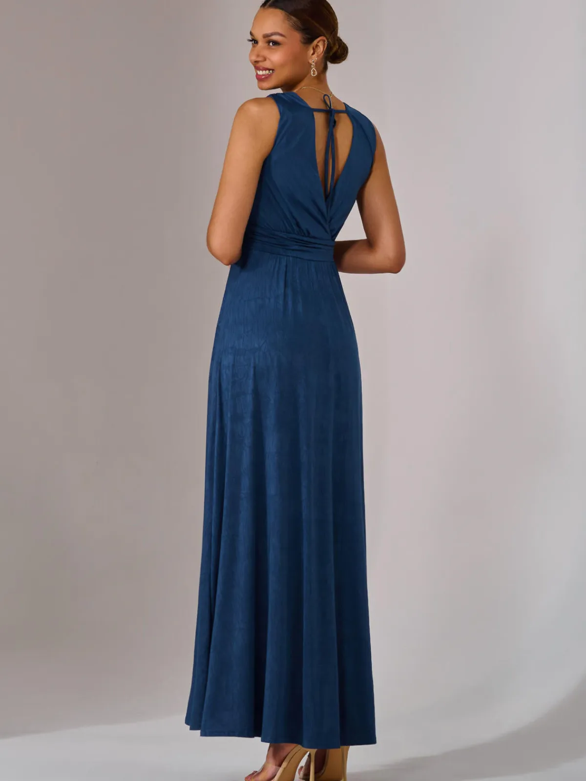 Jolie Moi Occasion Dresses|Jersey Dresses-Ella Wrap Bodice Jersey Maxi Dress, Navy