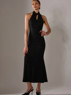 Jolie Moi Party Dresses|Maxi Dresses-Embellished Fishtail Maxi Dress, Black