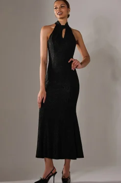 Jolie Moi Party Dresses|Maxi Dresses-Embellished Fishtail Maxi Dress, Black