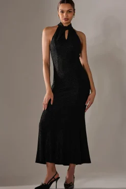 Jolie Moi Party Dresses|Maxi Dresses-Embellished Fishtail Maxi Dress, Black