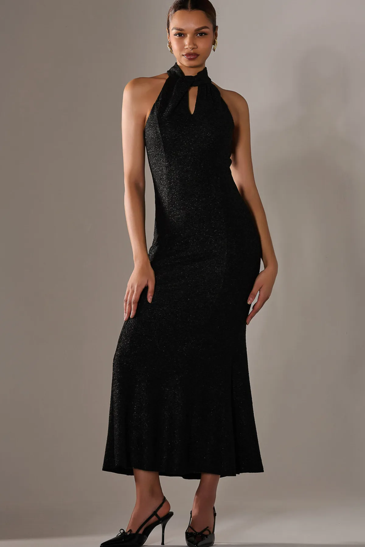 Jolie Moi Party Dresses|Maxi Dresses-Embellished Fishtail Maxi Dress, Black