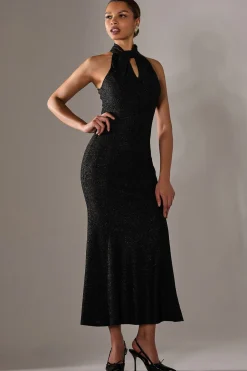 Jolie Moi Party Dresses|Maxi Dresses-Embellished Fishtail Maxi Dress, Black