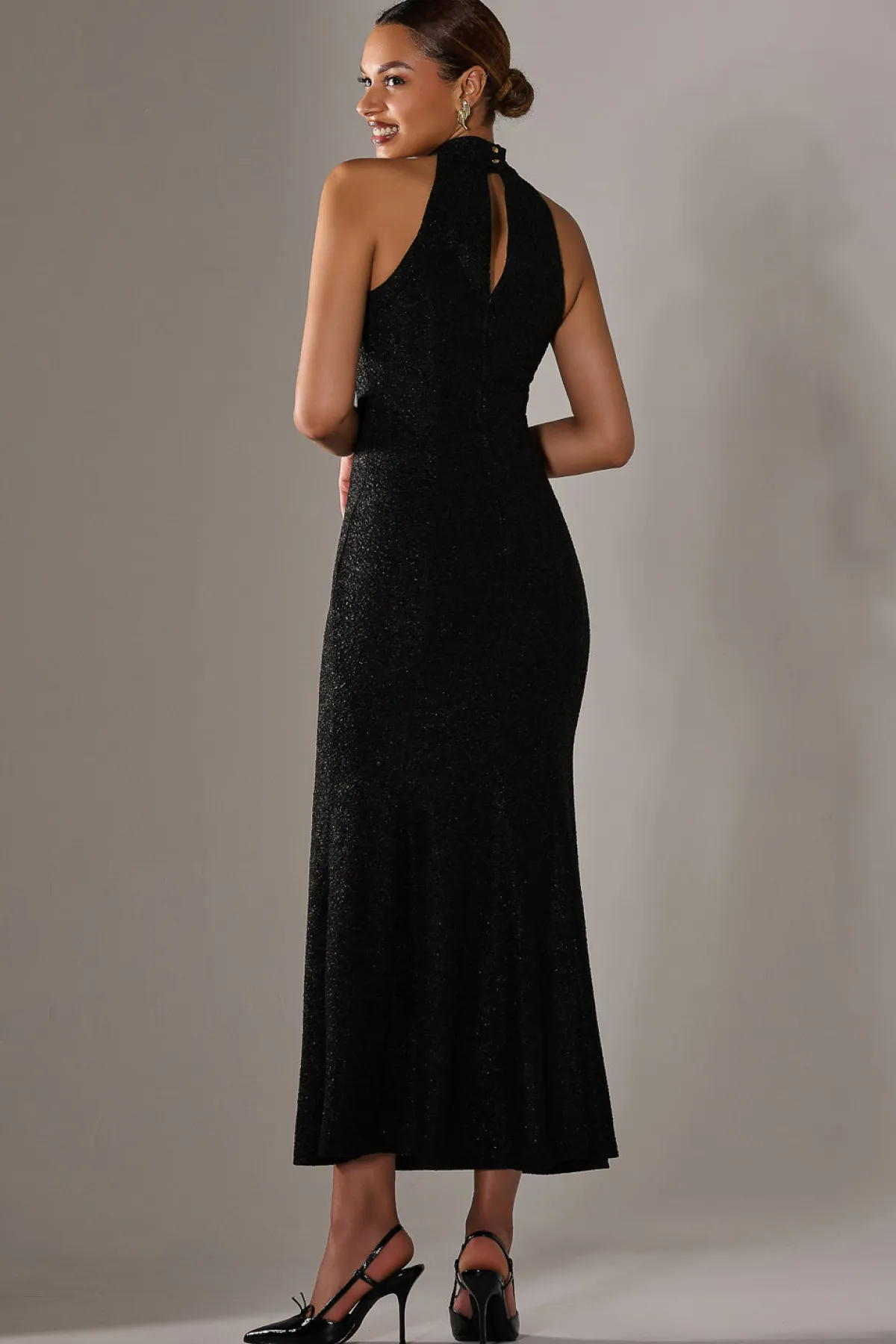 Jolie Moi Party Dresses|Maxi Dresses-Embellished Fishtail Maxi Dress, Black