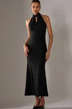 Jolie Moi Party Dresses|Maxi Dresses-Embellished Fishtail Maxi Dress, Black