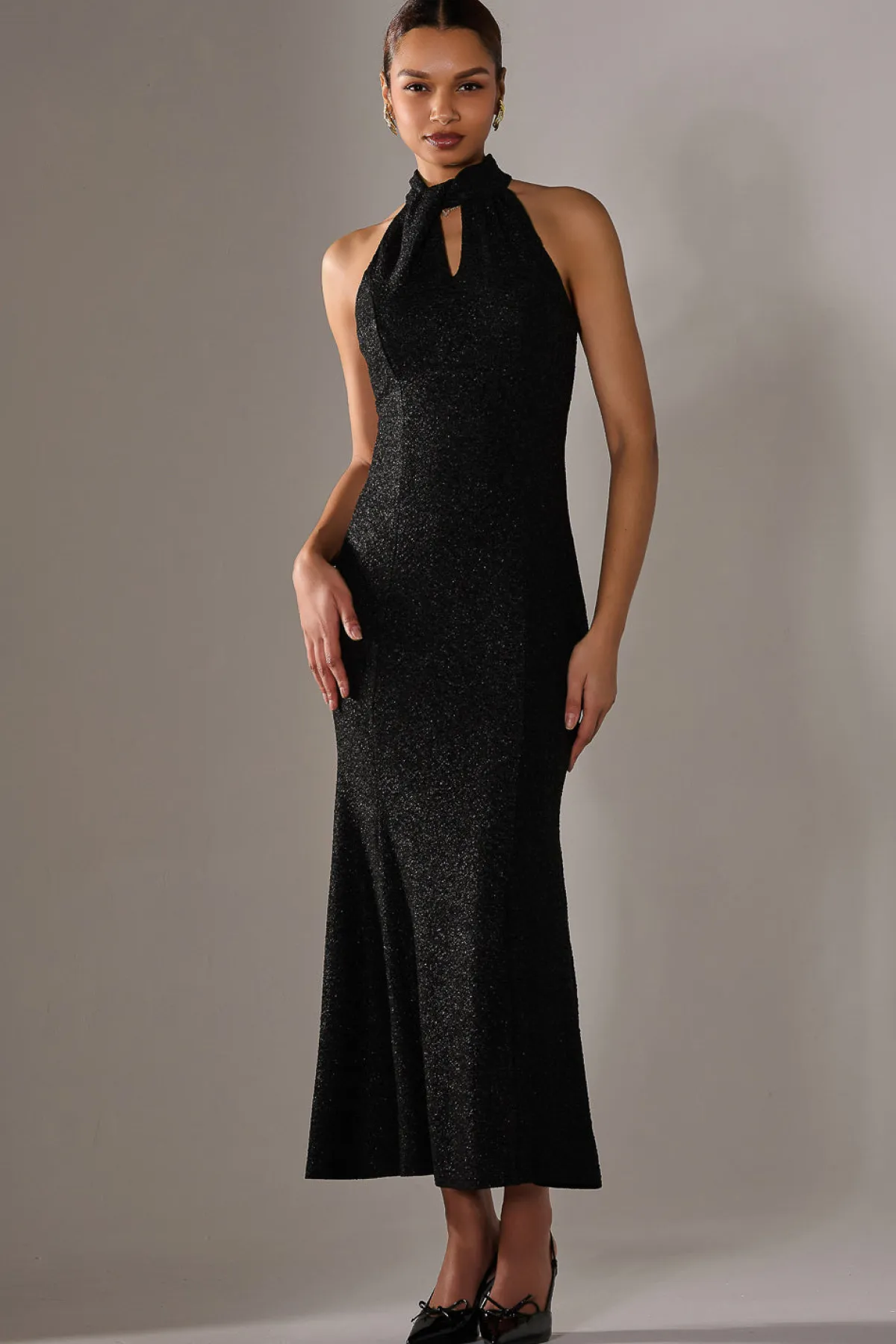 Jolie Moi Party Dresses|Maxi Dresses-Embellished Fishtail Maxi Dress, Black