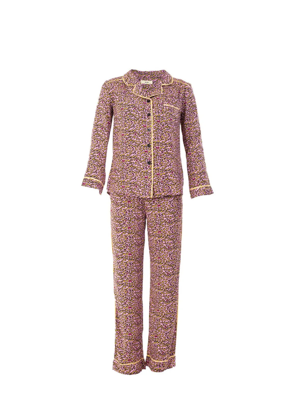 Jolie Moi Co-Ords-Emily Leopard Print Pyjamas, Pink Animal