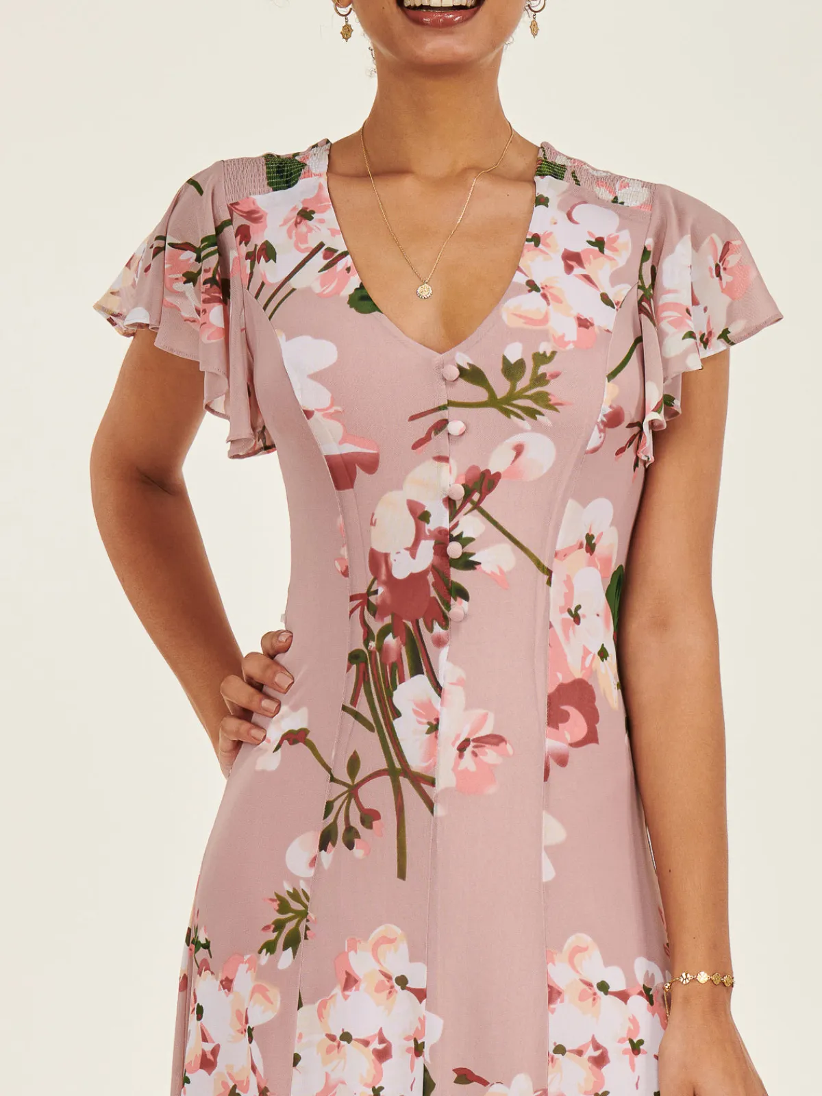 Jolie Moi Occasion Dresses|Floral Dresses-Essie Fit & Flare Mesh Dress, Pink Floral