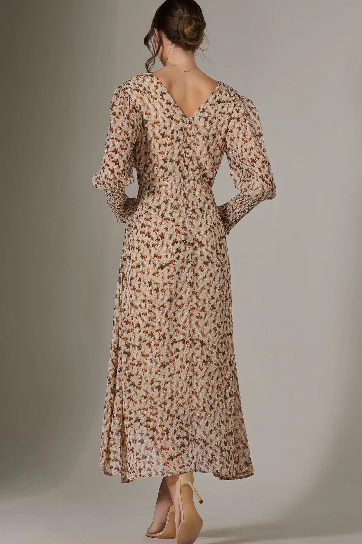 Jolie Moi Occasion Dresses|Floral Dresses-Floral Tie Up Maxi Dress, Brown Floral