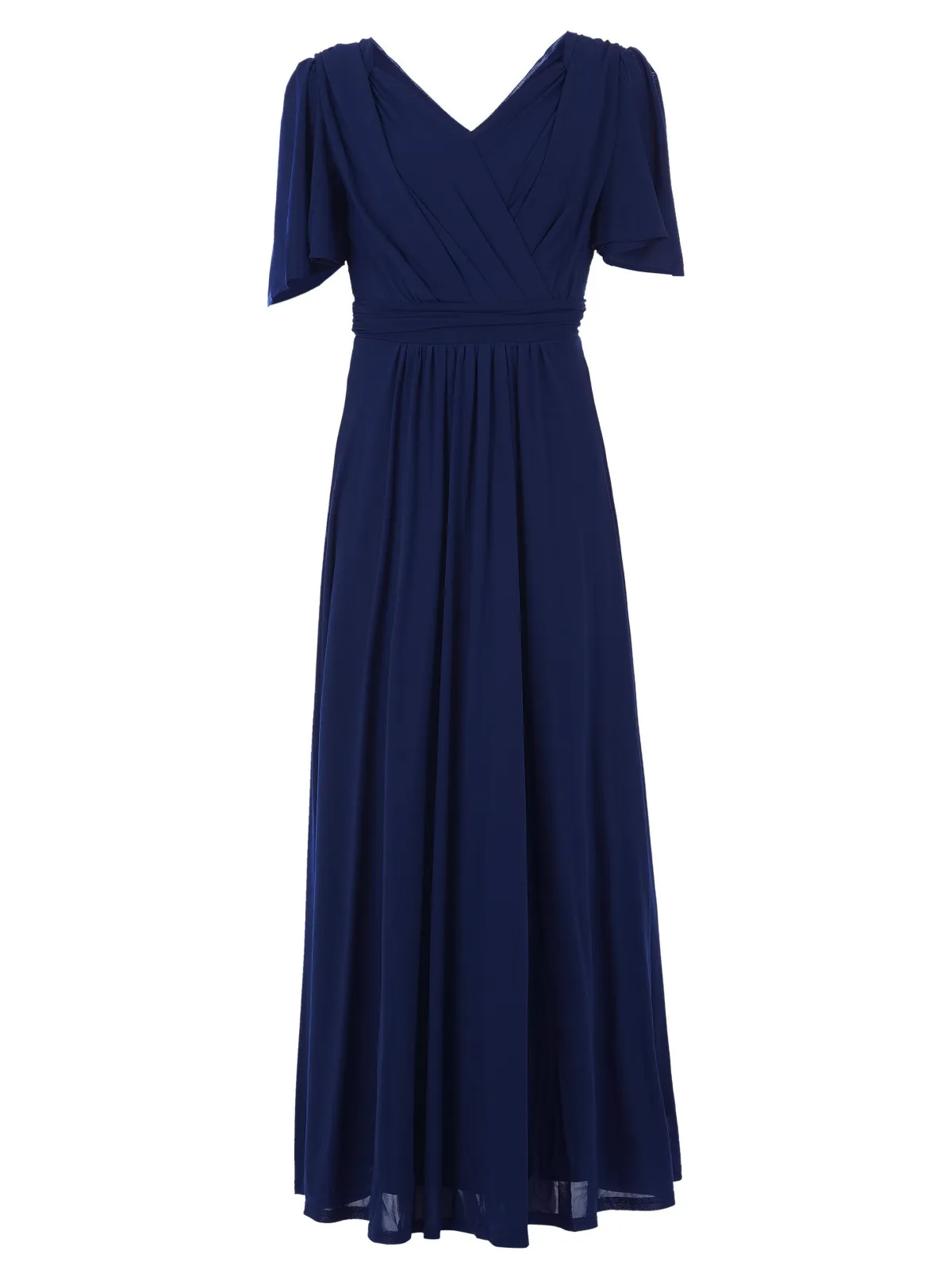 Jolie Moi Occasion Dresses|Mesh Dresses-Flute Sleeve Mesh Maxi Dress, Navy