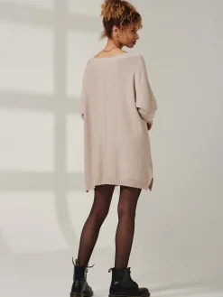 Jolie Moi Knitted Jumpers-Front Pocket Loose Fit Knit Jumper, Sand Heather