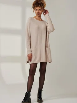 Jolie Moi Knitted Jumpers-Front Pocket Loose Fit Knit Jumper, Sand Heather