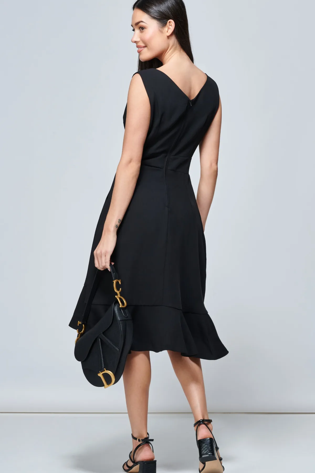 Jolie Moi Occasion Dresses-Gayelle Frill Hem Dress, Black