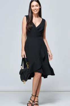 Jolie Moi Occasion Dresses-Gayelle Frill Hem Dress, Black