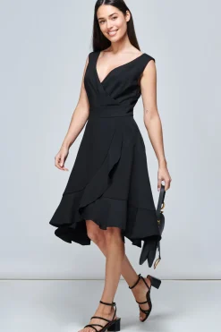 Jolie Moi Occasion Dresses-Gayelle Frill Hem Dress, Black