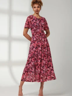 Jolie Moi Occasion Dresses|Floral Dresses-Giana Floral Midi Dress, Navy Floral