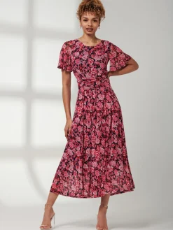 Jolie Moi Occasion Dresses|Floral Dresses-Giana Floral Midi Dress, Navy Floral