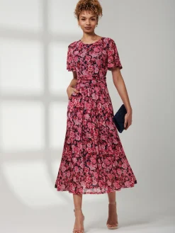 Jolie Moi Occasion Dresses|Floral Dresses-Giana Floral Midi Dress, Navy Floral