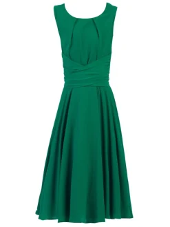 Jolie Moi Occasion Dresses|Weekend Casuals-Wrap Belted Skater Dress, Green