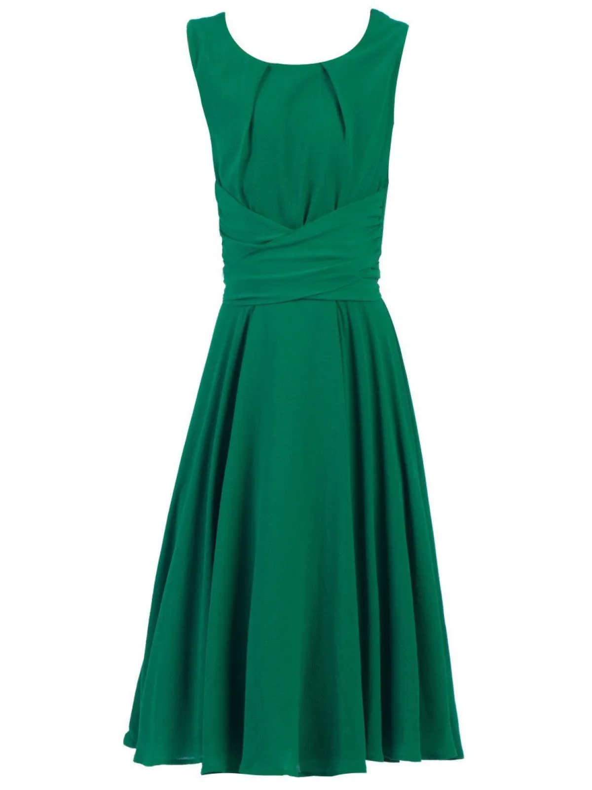 Jolie Moi Occasion Dresses|Weekend Casuals-Wrap Belted Skater Dress, Green