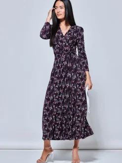 Jolie Moi Jersey Dresses|Weekend Casuals-Greyson Long Sleeve Maxi Dress, Navy Daisy
