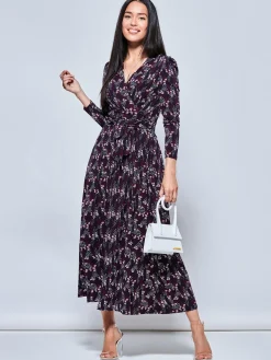 Jolie Moi Jersey Dresses|Weekend Casuals-Greyson Long Sleeve Maxi Dress, Navy Daisy