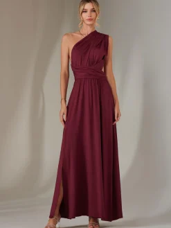 Jolie Moi Occasion Dresses|Wrap Dresses-Halter Neck Maxi Bridesmaid Dress, Burgundy