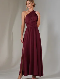 Jolie Moi Occasion Dresses|Wrap Dresses-Halter Neck Maxi Bridesmaid Dress, Burgundy