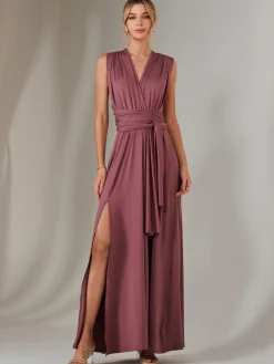 Jolie Moi Occasion Dresses|Wrap Dresses-Halter Neck Maxi Bridesmaid Dress, Mauve