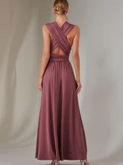 Jolie Moi Occasion Dresses|Wrap Dresses-Halter Neck Maxi Bridesmaid Dress, Mauve
