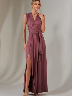 Jolie Moi Occasion Dresses|Wrap Dresses-Halter Neck Maxi Bridesmaid Dress, Mauve
